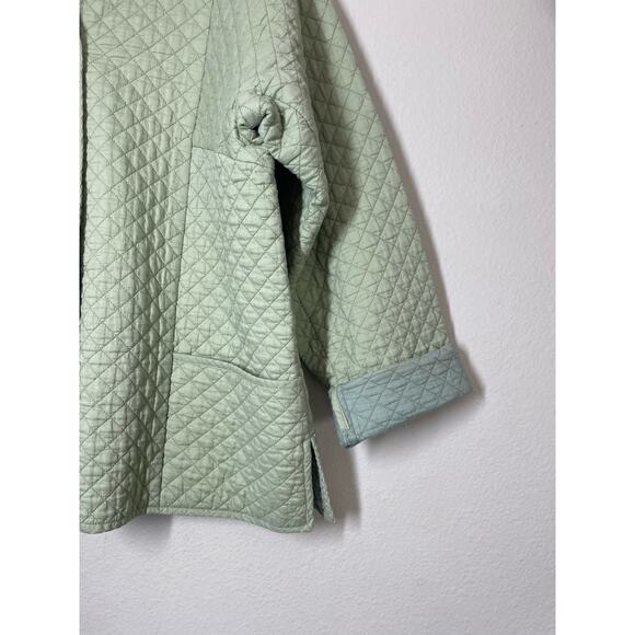 Sigrid Olsen Sport Light Green Quilted Blazer Jacket Small Petite Lightweight - Picture 4 of 6